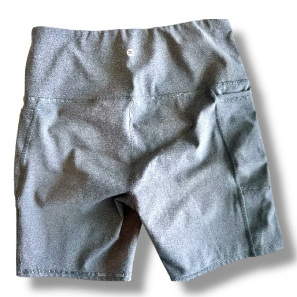 RBX High Waisted Biker Shorts Gray Athletic Compression Pockets Size M - Picture 2 of 4